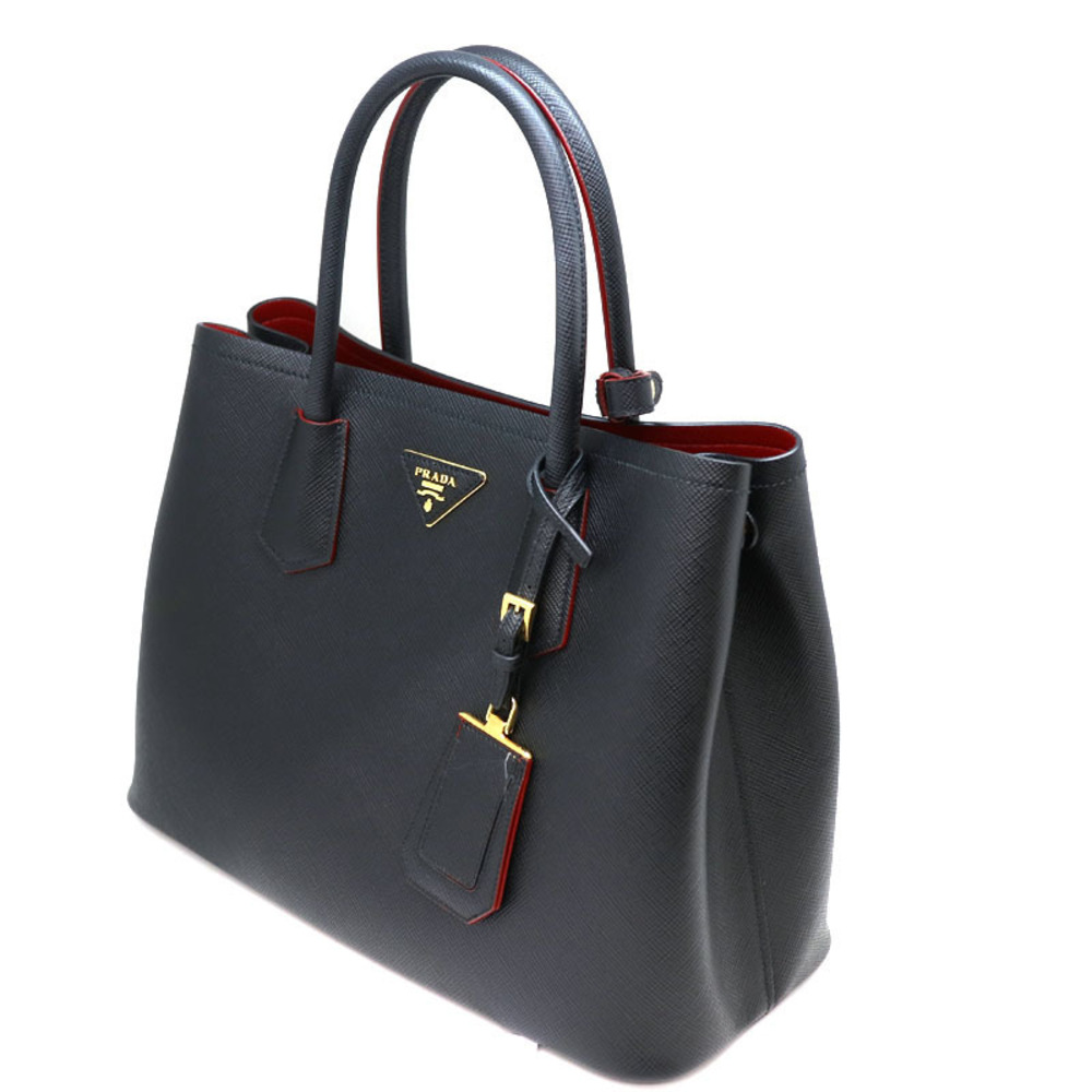 Prada Double Bag black Saffiano Cuir leather